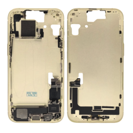Back Frame, Housing - iPhone 15 Rear Chassis without Rear Glass without Yellow eSIM US Battery (Original Disassembled) Grade B, 