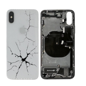 Back Glass - Back Cover Housing iPhone X White - Charging Connector Without Battery (Original Disassembled) - Broken, wholesale 