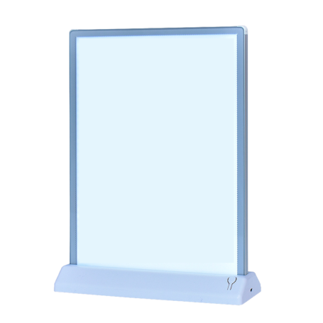 Affichage, Écran, Présentoir - Panneau Publicitaire LED Double Face - Présentoir Lumineux de Comptoir Rechargeable pour Table et