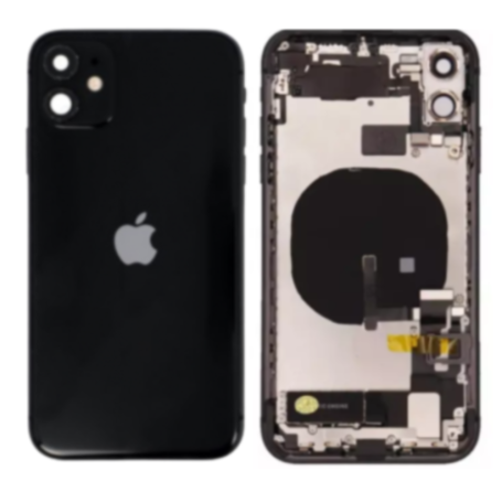 Back Glass, Rear Cover - Back Cover Housing iPhone 11 Black - Charging Connector without Battery (Original Disassembled) Grade A