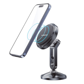 Monture Téléphonique, Fixation Aimant, Accroche Véhicule - Support Voiture Magnétique Tableau de Bord Double Rotule Alliage de Z