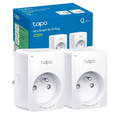 Prise Intelligente, Smart Plug - Prise Connectée Mini WiFi 2300W/10A TP‑Link Tapo P100 V2 - Pack de 2, prix de gros.