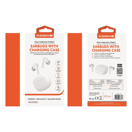 Casque Audio, Oreillettes - Écouteurs Bluetooth + Boîtier de Chargement XSSIVE XSS-TWS13W - Blanc, prix de gros.