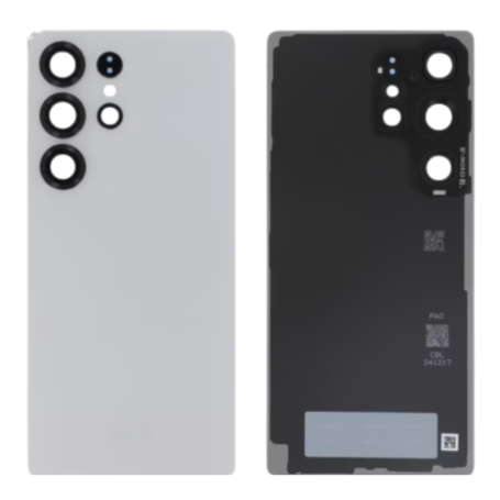Dos, Vitre arrière - Vitre Arrière Galaxy S25 Ultra Titane Blanc Argent (Original Démonté)-Grade A, prix de gros.