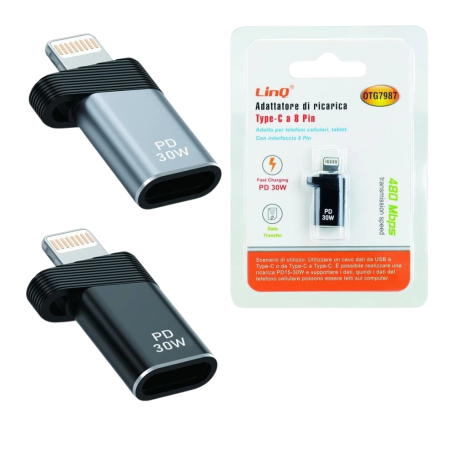 Charger, Converter - USB-C to Lightning PD 30W Adapter LinQ OTG7987, wholesale price