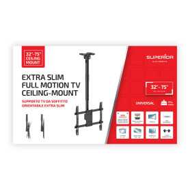 Fixation, Monture, Support TV Plafond Extra-Plat 32″ à 75″ Superior Electronics SUPSTV023 - VESA jusqu’à 400×400/Charge Max 60 k