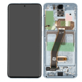 Écran, Display - Ecran Samsung Galaxy S20 4G/5G (G980/G981) Bleu + Châssis (Service Pack) - GH82-31432D, prix de gros.