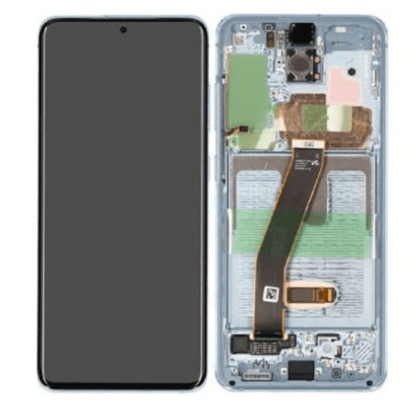 Écran, Display - Ecran Samsung Galaxy S20 4G/5G (G980/G981) Bleu + Châssis (Service Pack) - GH82-31432D, prix de gros.
