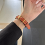 Bands, Straps - Loop Bracelet for Apple Watch - Genuine Leather - Brown and Gold, wholesale price