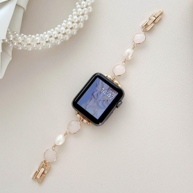 Watch Band, Strap - Zircon Bracelet for Apple Watch - Stainless Steel - Gold and White, wholesale price