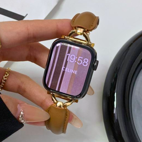 Bracelet, Montre, Accessoire - Bracelet de Luxe pour Apple Watch - Cuir - Marron, prix de gros.