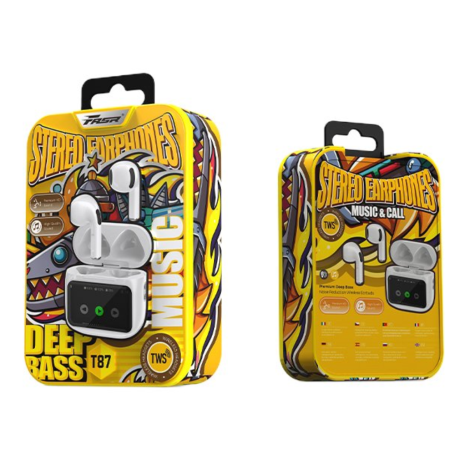 Casques, Oreillettes - Écouteurs Bluetooth avec Écran FASR T87 - Blanc, prix de gros.