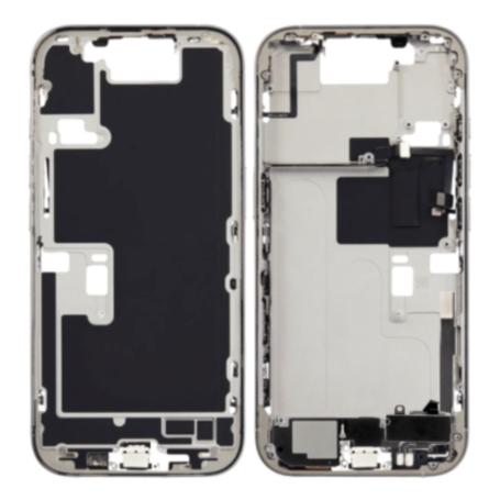 Back Housing - iPhone 16 Pro Max Back Frame without Rear Glass without Battery Titanium White eSIM US (Original Disassembled) Gr