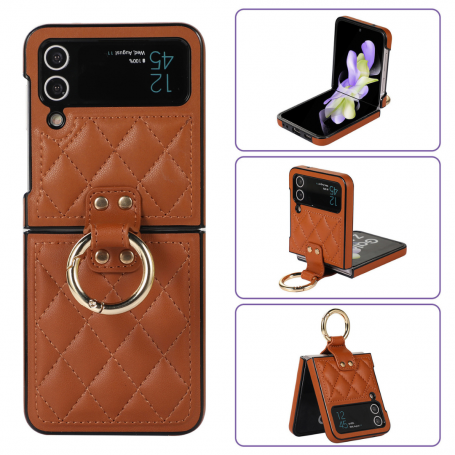 Protective Case - Samsung Galaxy Z Flip - Brown Quilted Effect