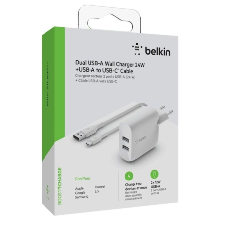 Adaptateur Secteur / Câble USB-C Vers USB-A 24W BELKIN | Etech-Parts
