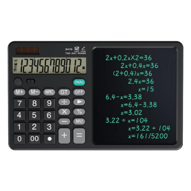Accessoire électronique, Gadget de bureau - Calculatrice solaire LCD Tablette d'écriture 12" avec Stylet - Noir, prix de gros.