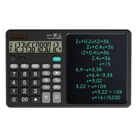 Tablet, Notepad - Solar LCD Writing Tablet Calculator 12" with Stylus - Black, wholesale price