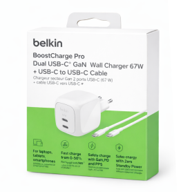 Chargeur, Alimentation - Adaptateur Secteur 2 Ports / Câble USB-C 67W 2m - BELKIN, prix de gros.