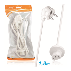 Cordon, Alimentation - Câble d'alimentation Type G avec Prise Européenne LinQ F8738 1,8m Blanc, prix de gros.