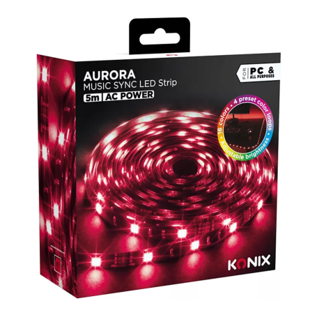 Ruban LED, Bande LED - Bande Lumineuse Gaming Konix Aurora Music LED Strip 5m, prix de gros.