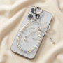 Dragonne, Cordons - Lanière de Téléphone Portable Transparente avec Nœud Papillon Perles et Cristaux - Blanc, prix de gros.