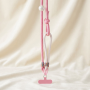 Jewelry Accessory - Telephone Cord Necklace Long Bicolor Blush Pink/Beige with Mini Pouch and Pearl - 115cm, wholesale price