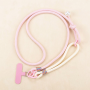 Jewelry Accessory - Telephone Cord Necklace Long Bicolor Blush Pink/Beige with Mini Pouch and Pearl - 115cm, wholesale price