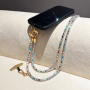 Lanyard, Holder - Phone Strap in Gray Crystal with Gold Clasp, wholesale price