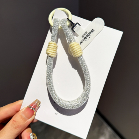 Strap, Cord - Short White Phone Lanyard with White Knots, wholesale price