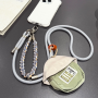 Lanière, Sangle - Collier Téléphone Cordon Long Tressé Bicolore Gris avec Mini Pochette, prix de gros.