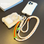 Mobile Accessory, Phone Strap - Phone Lanyard Long Braided Bicolor Orange with Mini Pouch, wholesale price