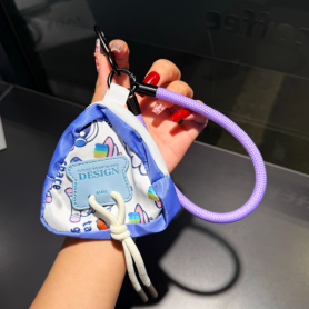 Accessoire, Lanière - Collier Téléphone Cordon Long Tressé Bicolore Violet/Bleu avec Mini Pochette, prix de gros.