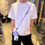 Jewelry, Accessory - Phone Cord Necklace Long Braided Bicolor Purple/Blue with Mini Pouch, wholesale price