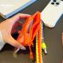 Lanyard, Strap - Phone Cord Necklace Long Braided Two-Tone Orange/Yellow with Mini Pouch, wholesale price