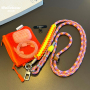 Lanière, Sangle - Collier Téléphone Cordon Long Tressé Bicolore Orange/Jaune avec Mini Pochette, prix de gros.