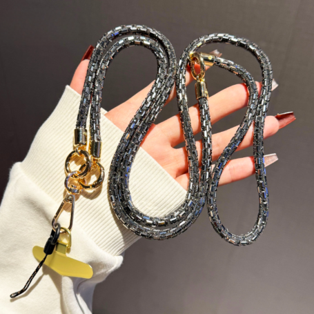 Lanyard, Holder - Phone Strap in Gray Crystal with Gold Clasp, wholesale price