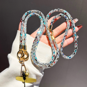 Bandoulière, Sangle - Lanière de Téléphone Portable en Cristal Multicolore avec Fermoir Doré, prix de gros.