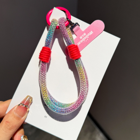 Strap, Cordon, Dragonne - Lanière de Téléphone Portable Courte Arc-en-ciel avec Nœuds Rouges, prix de gros.