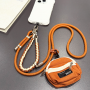 Accessoire, Lanière - Collier Téléphone Cordon Long Tressé Bicolore Marron/Beige avec Mini Pochette, prix de gros.