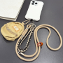 Accroche Mobile, Tour de Cou - Collier Téléphone Cordon Long Tressé Bicolore Kaki avec Mini Pochette, prix de gros.