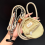 Accroche Mobile, Tour de Cou - Collier Téléphone Cordon Long Tressé Bicolore Kaki avec Mini Pochette, prix de gros.