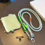 Accessoire Mobile, Lanière Portable - Collier Téléphone Cordon Long Tressé Bicolore Vert avec Mini Pochette, prix de gros