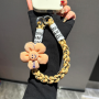 Lanyard, Neck Strap - Short Braided Brown Phone Lanyard with Flower Smiley Decoration, wholesale price