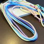 Lanyard, Cord - Phone Cord Necklace Long Braided Two-Tone Sky Blue/Beige with Mini Pouch and Pearl - 115cm, wholesale price