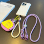 Lanyard, Cord - Phone Cord Necklace Long Braided Two-Tone Sky Blue/Beige with Mini Pouch and Pearl - 115cm, wholesale price