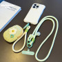 Phone Strap, Lanyard - Phone Necklace Long Braided Two-tone Mint Green/Beige with Mini Pouch and Pearl - 115cm, wholesale price