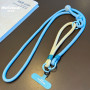 Necklace, Accessory - Phone Cord Necklace Long Braided Two-Tone Sky Blue/Beige with Plush Monster, wholesale price