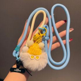 Accessoire, Bijou, Chaîne - Collier Téléphone Cordon Long Tressé Bicolore Bleu Ciel/Beige avec Peluche Monstre, prix de gros.