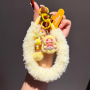 Wristband, Strap - Fluffy Yellow Wrist Strap Phone Lanyard with Doll Keychain and Pom Pom, wholesale price