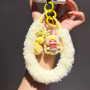 Wristband, Strap - Fluffy Yellow Wrist Strap Phone Lanyard with Doll Keychain and Pom Pom, wholesale price